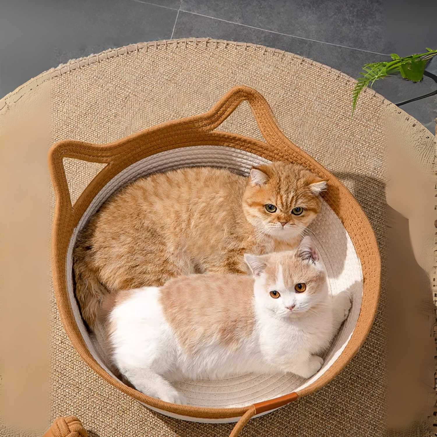 Krabmand Rattan Kat twee katten in kattenmand